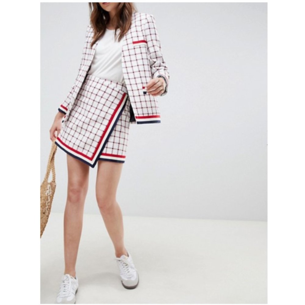 Asos Design -New-Tailored Boucle Check Miniskirt - image 1